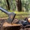 axe on stump