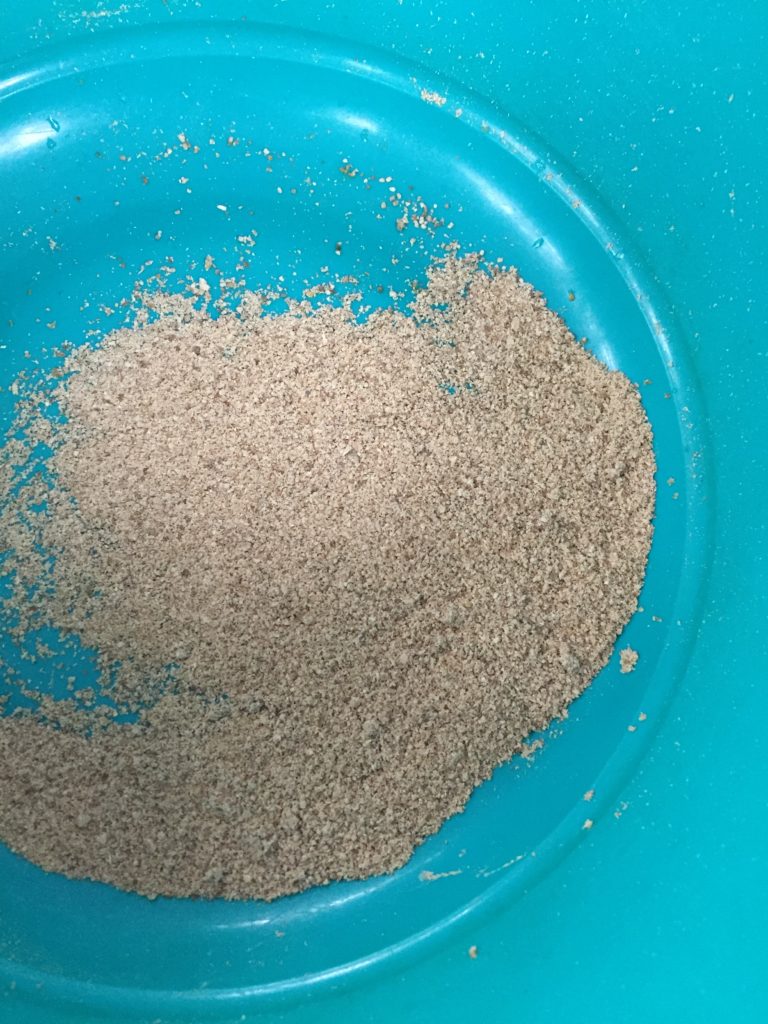 Acorns ground into flour and sifted into a bowl